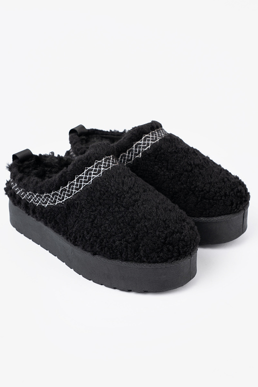 sapato a'la Botas de neve Para cor pretam kolorze z ozdobnym haftem