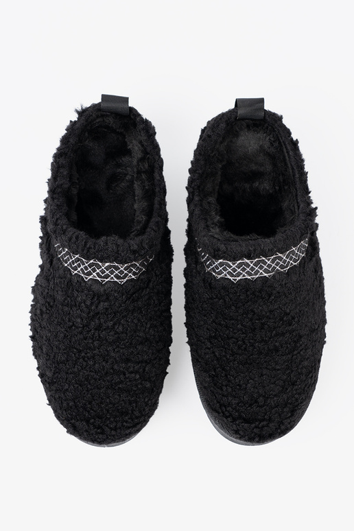 sapato a'la Botas de neve Para cor pretam kolorze z ozdobnym haftem