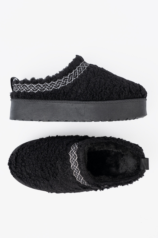 sapato a'la Botas de neve Para cor pretam kolorze z ozdobnym haftem