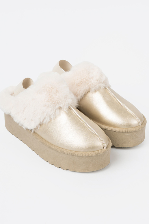 cor dourada sapato a'la Botas de neve z cor brancam casaco