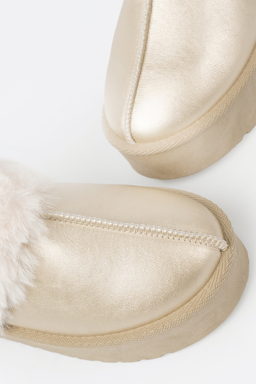 cor dourada sapato a'la Botas de neve z cor brancam casaco