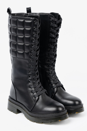 À modalo clássico cor preta botas longas z cadarçosm i suParaakiem