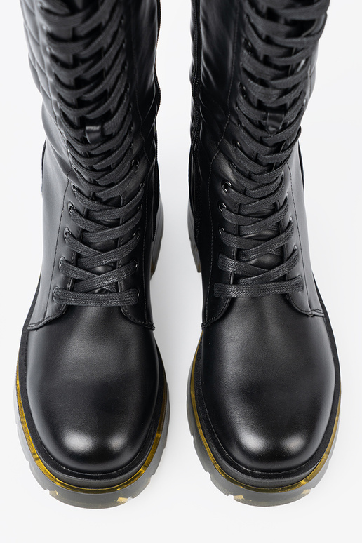 À modalo clássico cor preta botas longas z cadarçosm i suParaakiem