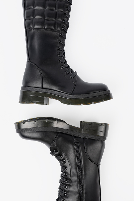 À modalo clássico cor preta botas longas z cadarçosm i suParaakiem