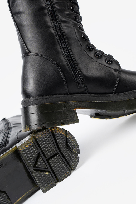 À modalo clássico cor preta botas longas z cadarçosm i suParaakiem