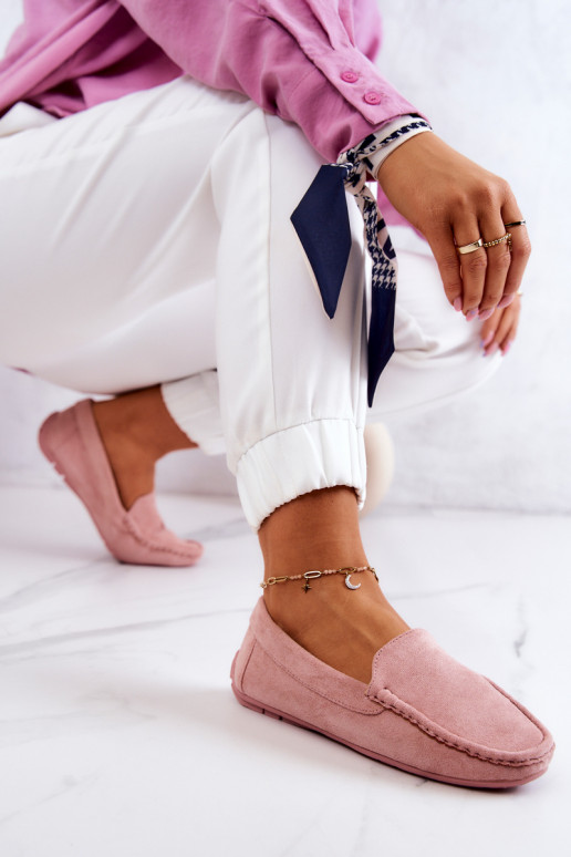 Mocassins de camurça em Morreno rosa Mocassins de camurça em Morreno rosa