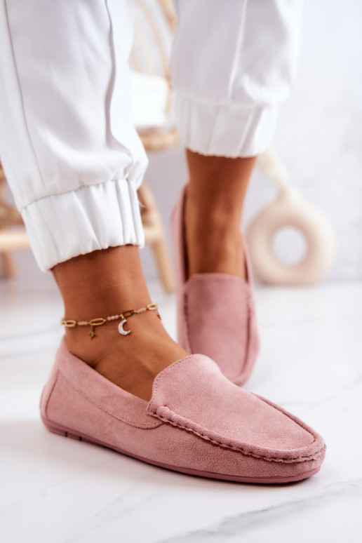 Mocassins de camurça em Morreno rosa Mocassins de camurça em Morreno rosa