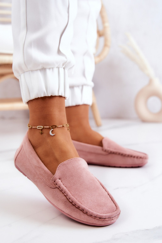 Mocassins de camurça em Morreno rosa Mocassins de camurça em Morreno rosa