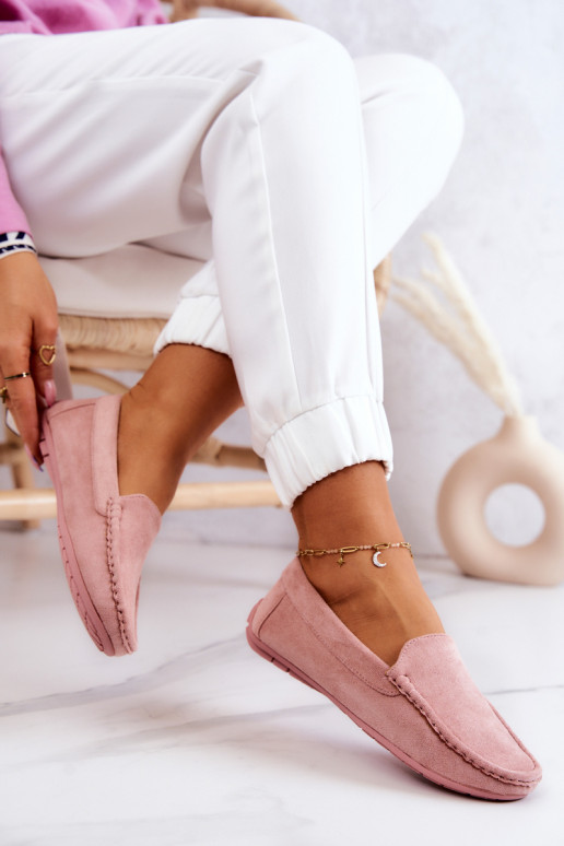 Mocassins de camurça em Morreno rosa Mocassins de camurça em Morreno rosa