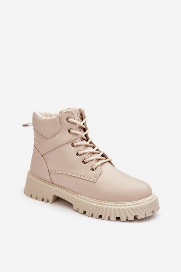 Botas femininas aquecidas bege com zíper Gremiva