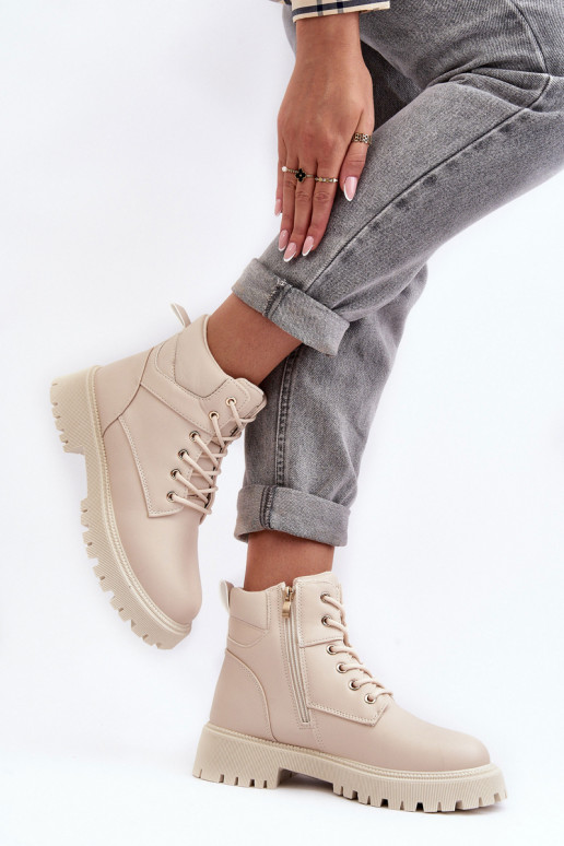 Feminino sapato com zíperes aquecimento bege Gremiva