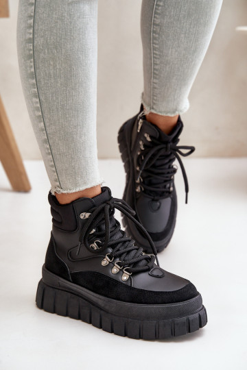 Feminino aquecimento Botas sapato com uma plataforma cor preta Jelenia