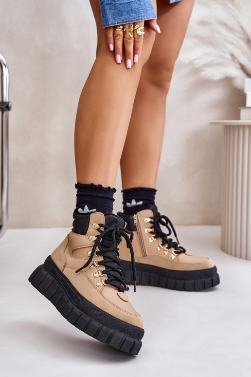 Feminino aquecimento Botas sapato com uma plataforma cor marrom Jelenia Feminino aquecimento Botas sapato com uma plataforma cor marrom Jelenia