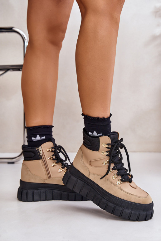 Feminino aquecimento Botas sapato com uma plataforma cor marrom Jelenia Feminino aquecimento Botas sapato com uma plataforma cor marrom Jelenia