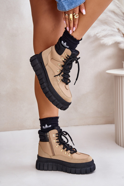 Feminino aquecimento Botas sapato com uma plataforma cor marrom Jelenia Feminino aquecimento Botas sapato com uma plataforma cor marrom Jelenia