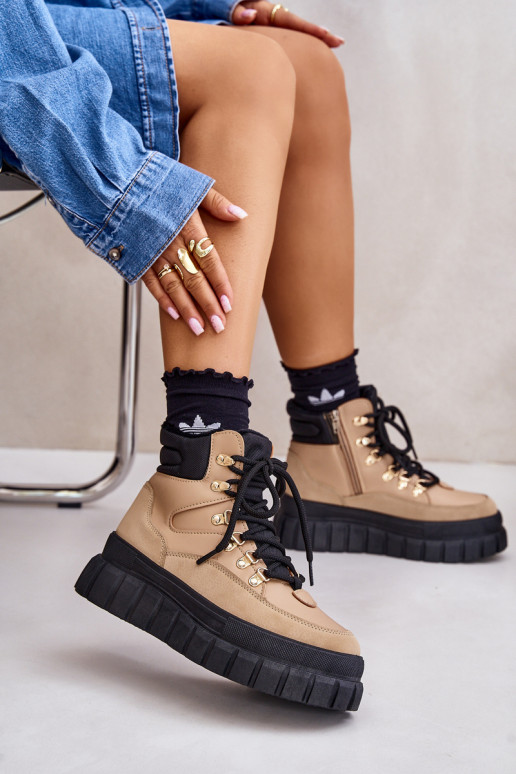 Feminino aquecimento Botas sapato com uma plataforma cor marrom Jelenia Feminino aquecimento Botas sapato com uma plataforma cor marrom Jelenia