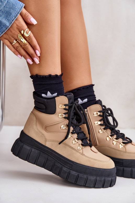 Feminino aquecimento Botas sapato com uma plataforma cor marrom Jelenia Feminino aquecimento Botas sapato com uma plataforma cor marrom Jelenia