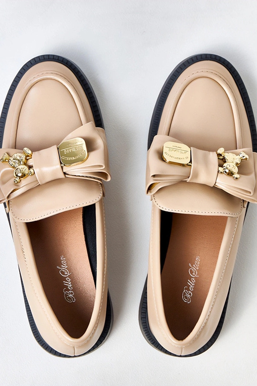 Mocassins cor areia com laço e... Mocassins cor areia com laço e...