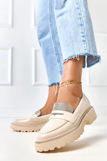 Mocassins cor areia em material sintético com zircônias Laures 2