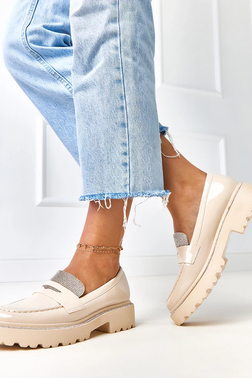 Mocassins cor areia em material...