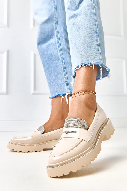 Mocassins cor areia em material...