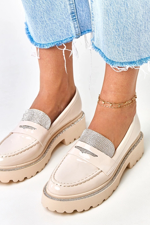 Mocassins cor areia em material...