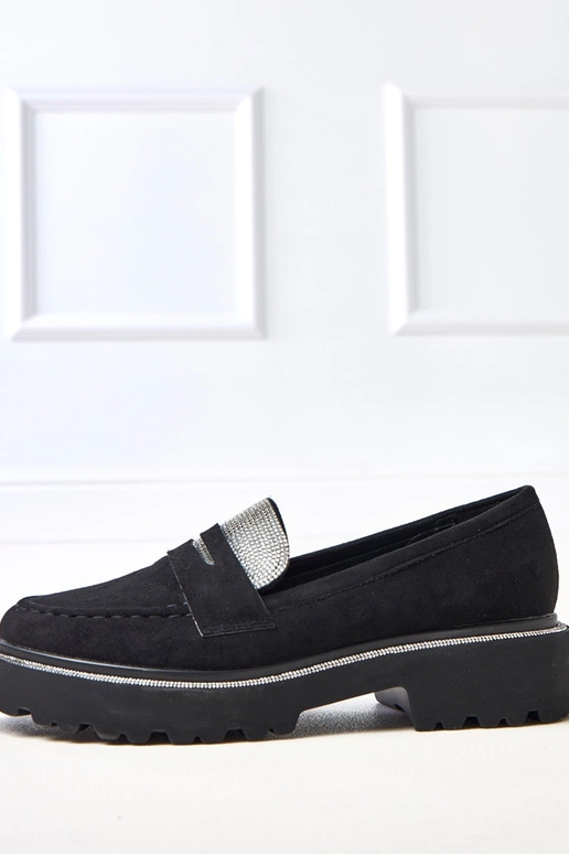 Mocassins pretos de camurça sintética...