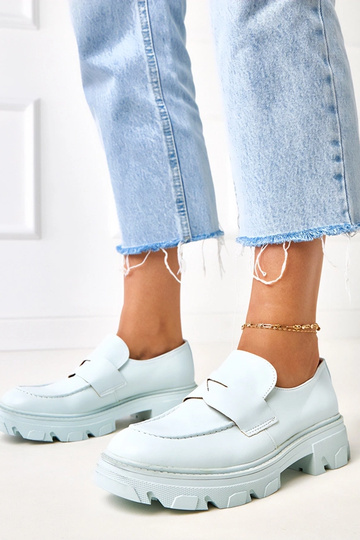 Mocassins femininos azuis de couro sintético Kirna