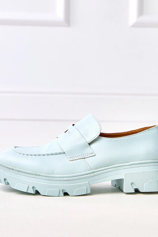 Mocassins femininos azuis de couro... Mocassins femininos azuis de couro...