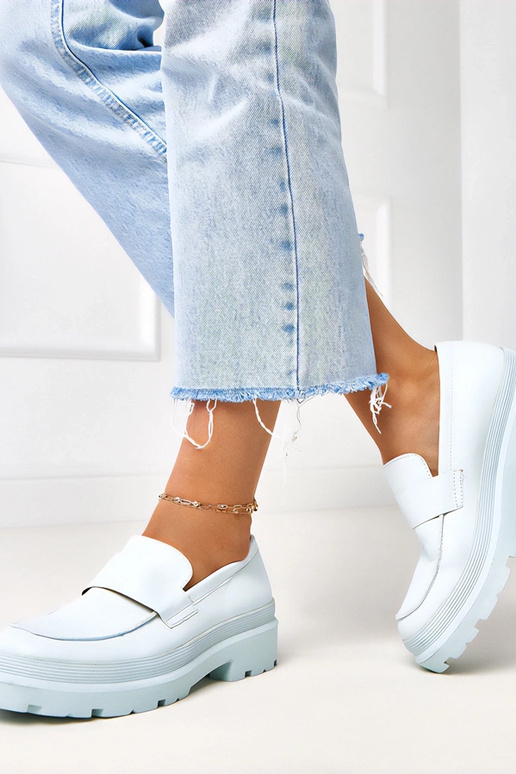 Mocassins azuis de couro sintético... Mocassins azuis de couro sintético...