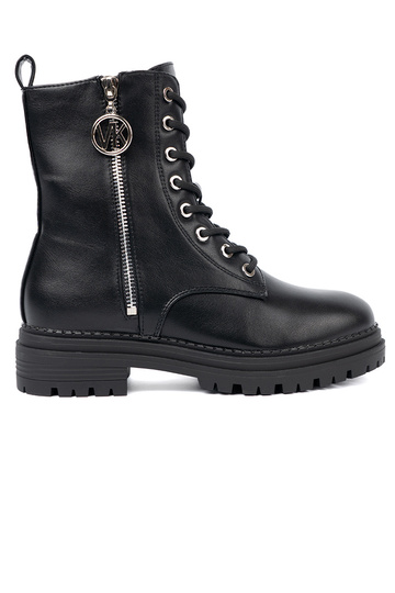 À moda cor preta botas de montaria altas z metaloParaym detalem 2