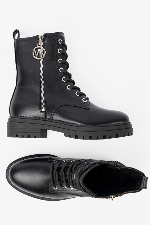 À moda cor preta botas de montaria altas z metaloParaym detalem