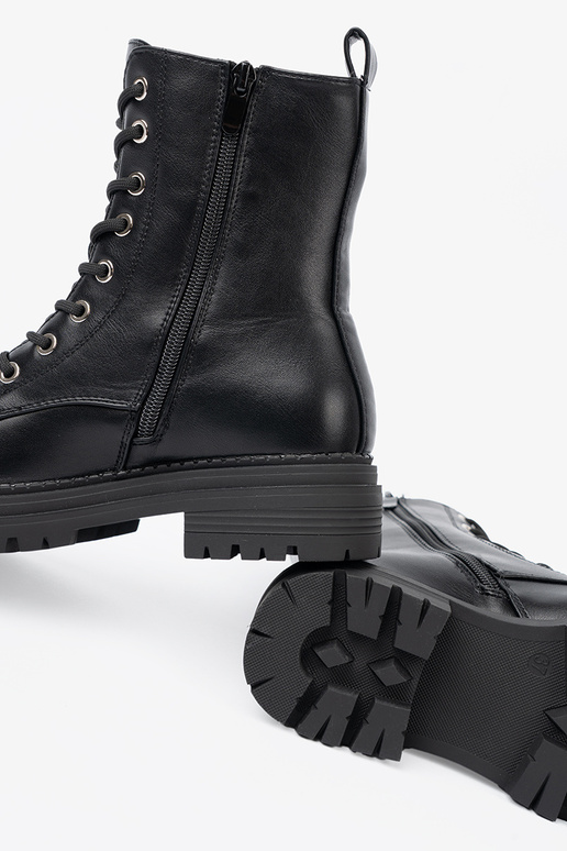 À moda cor preta botas de montaria altas z metaloParaym detalem