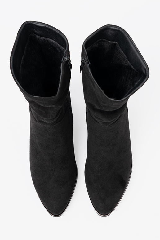 Botas de camurça cor preta z eleganckim marszczeniem