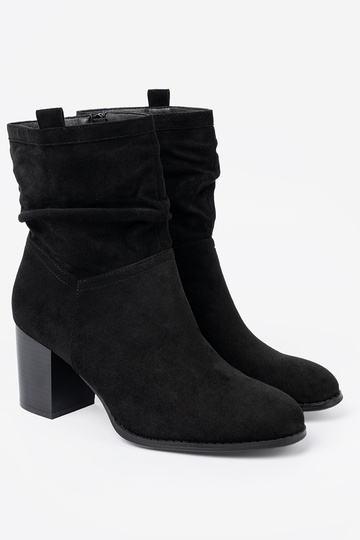 cor preta de camurça botas com top babado