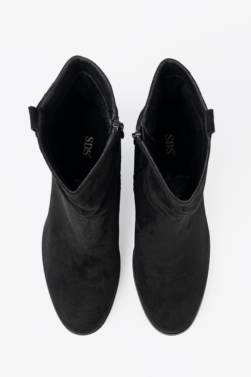 cor preta de camurça botas com top babado