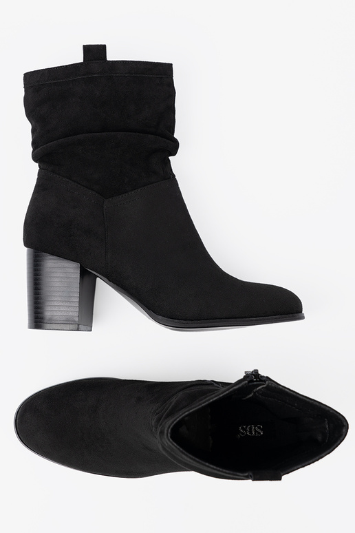 cor preta de camurça botas com top babado