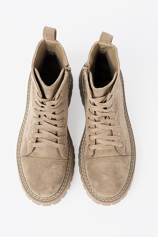 bege botas de montaria altas com coração i grubą podeszParaą