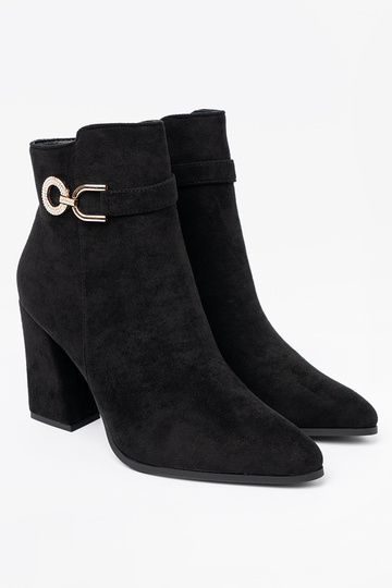 Estilo elegante cor preta sapato z biżuteryjnym akcentem