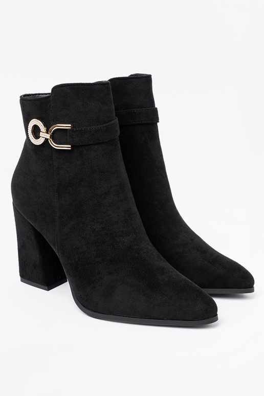 Estilo elegante cor preta sapato z biżuteryjnym akcentem