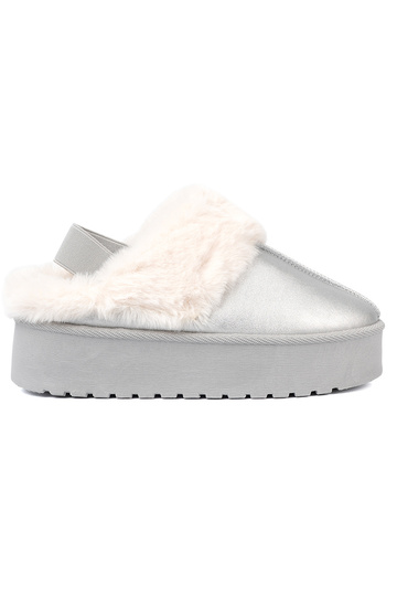 cor prata Botas de neve com um casaco de pele i platformą 2