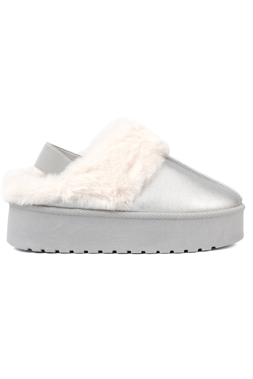 cor prata Botas de neve com um casaco de pele i platformą