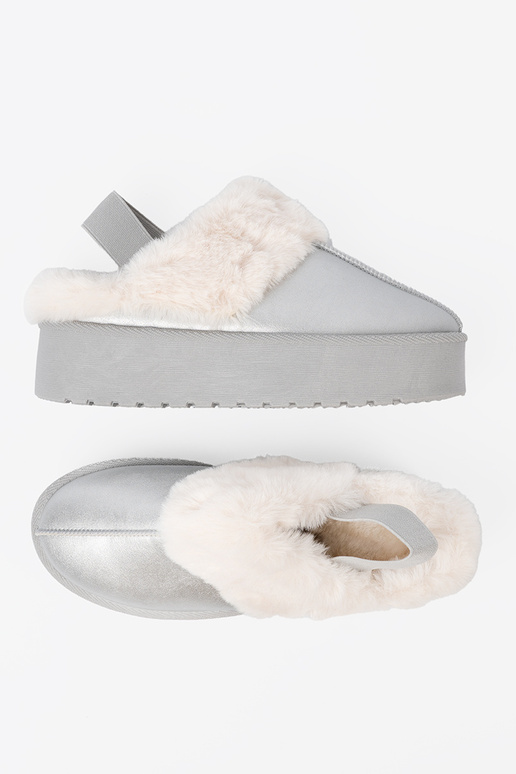 cor prata Botas de neve com um casaco de pele i platformą