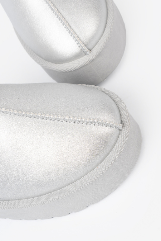 cor prata Botas de neve com um casaco de pele i platformą