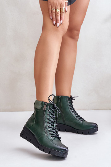 aquecimento Botas femininas com uma plataforma I Koturnie cor cáqui Savindria 2