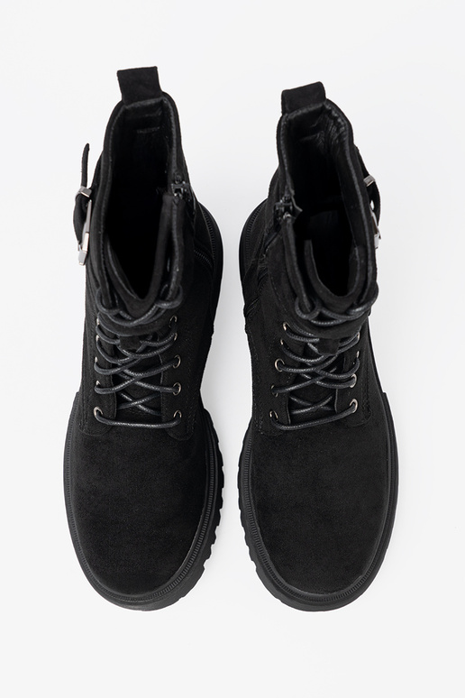 cor preta botas de montaria altas com fivelas i cadarçosm