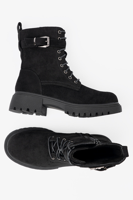 cor preta botas de montaria altas com fivelas i cadarçosm