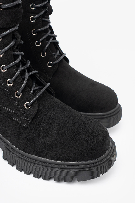 cor preta botas de montaria altas com fivelas i cadarçosm