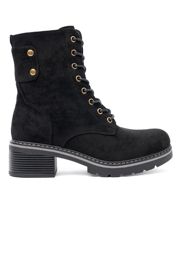 cor preta amarrado botas de montaria altas z grubą podeszParaą 2