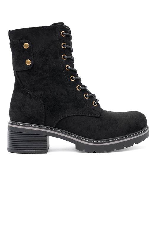 cor preta amarrado botas de montaria altas z grubą podeszParaą